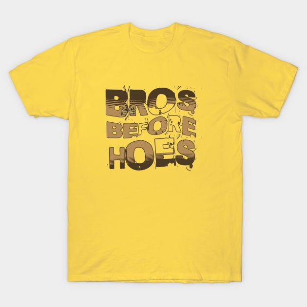 Brotherhood Unleashed: Light Brown 'Bros before Hoes' Fist Bump Tee T-Shirt by Tecnofa